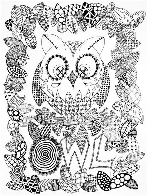 halloween zentangle owl halloween adult coloring pages