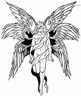 Angel Lucifer Fallen Drawing Angels Line Michael Silhouette Clip Transparent Fictional Monochrome Bird Character Library Clipart Pngs sketch template