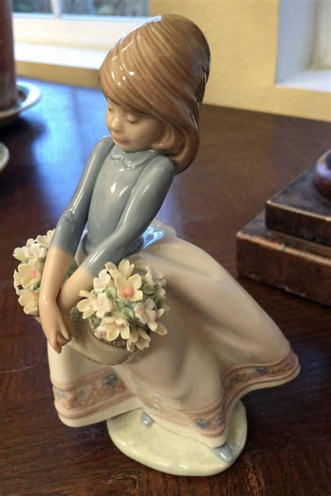 vintage lladro figurine  flowers girl  basket  etsy