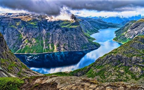 scarica sfondi norvegia fiordo natura montagna estate europa natura norvegese hdr monitor