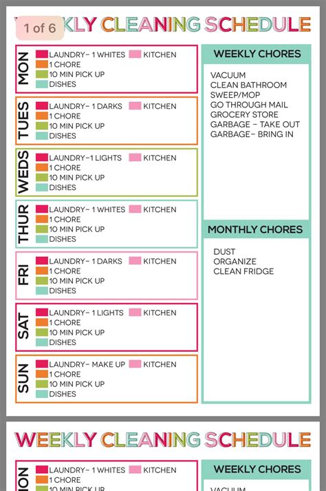 printable cleaning schedule template