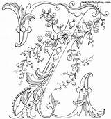 Coloring Magic Pages Alphabet Embroidery Monograms Flowered Letter Visit Letters Flower Lettering sketch template
