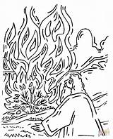 Moses Coloring Bush Burning Pages Color Printable Clip sketch template