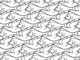 Escher Coloring Tessellation Pages Fish Mc Bird sketch template