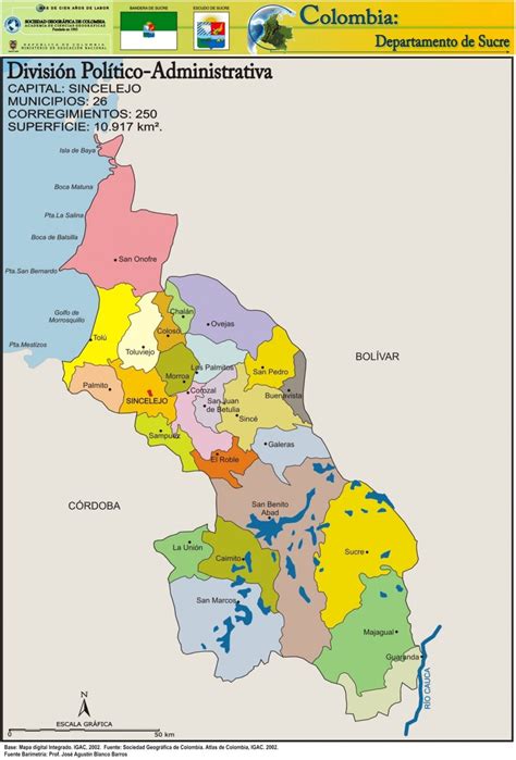 mapa de sucre  municipios departamento de colombia  descargar  imprimir