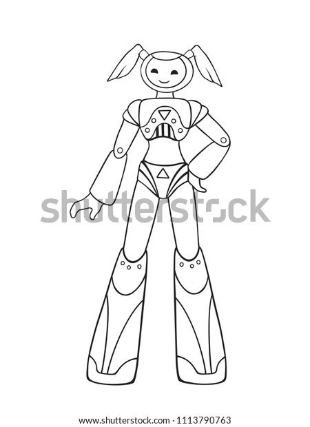 vector illustration female robot cute robot stock vector royalty