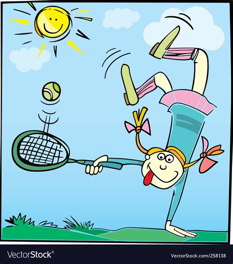 Cartoon Girl Playing Tennis Royalty Free Vector Image