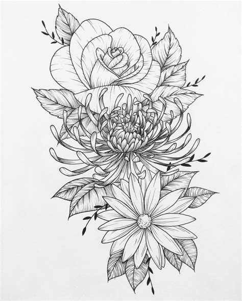 flower tattoo pages images  pinterest drawing flowers draw