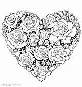 Coloring Pages Heart Beautiful Big Flowers Printable Hearts Roses Templates Getdrawings Print Drawing Popular Holiday sketch template