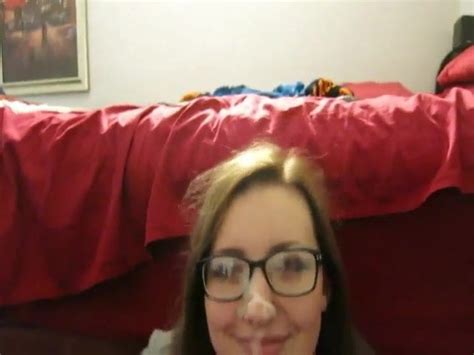 Super Cute Nerdy Girl Hot Facial On Her Face And Glasses