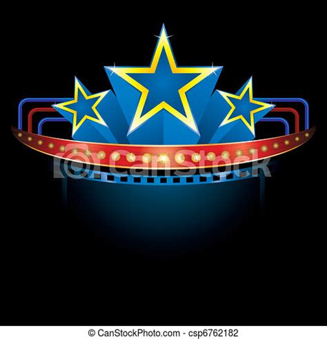 blockbuster with stars cinema style neon with place for your text