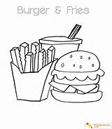 Burger Coloring Pages Fries Hot French Dog Hamburger Sheet Kids Drink Playinglearning Popular sketch template