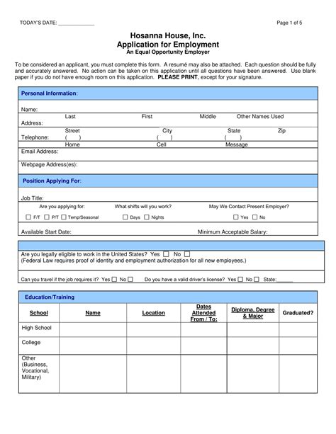 applications  employment forms employment form
