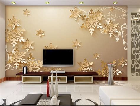 buy golden snowflakes 3d room wallpaper