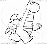 Upright Running Dragon Clipart Cartoon Outlined Coloring Vector Thoman Cory Royalty sketch template