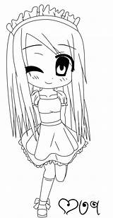 Maid Coloring Outfit Anime Deviantart Lineart Template sketch template