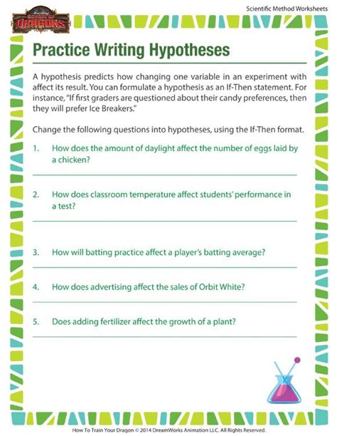 practice writing hypotheses worksheet scientific method printables
