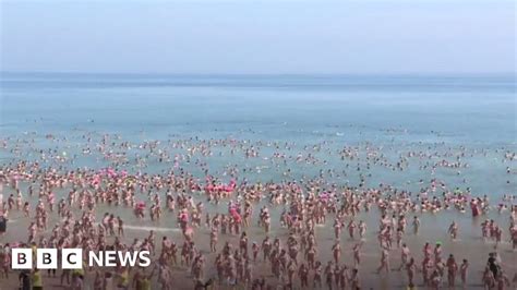 skinny dip world record broken on county wicklow beach bbc news