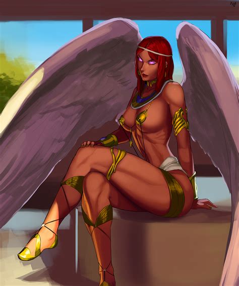 rule 34 aka6 angel angel wings armor ass bikini armor breasts cleavage glowing eyes large