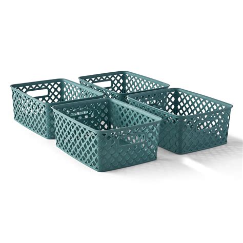 mainstays decorative storage basket aqua slate small set