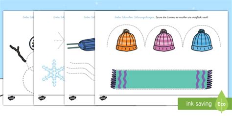winter arbeitsblatt erstes schreiben linien nachspuren