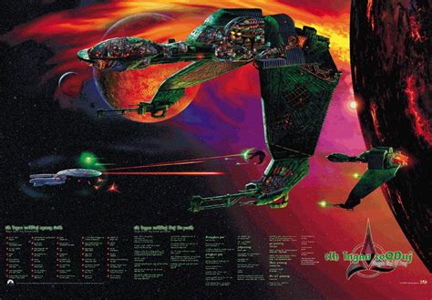 star trek klingon bird  prey cutaway poster klingonska akademien