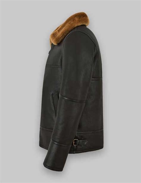 Jet Black Shearling Leather Jacket For Men Hit Jacket