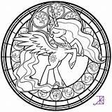 Coloring Celestia Stained Glass Princess Pages Pony Window Luna Printable Little Applejack Kids Amethyst Akili Take Line Simple Color Adult sketch template