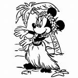 Minnie Coloring Hula Watering sketch template