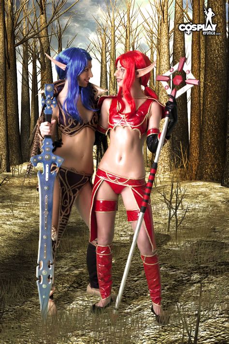 angela and marylin in cosplay lesbian fun in a warcraft fantasy world wearing wi pichunter