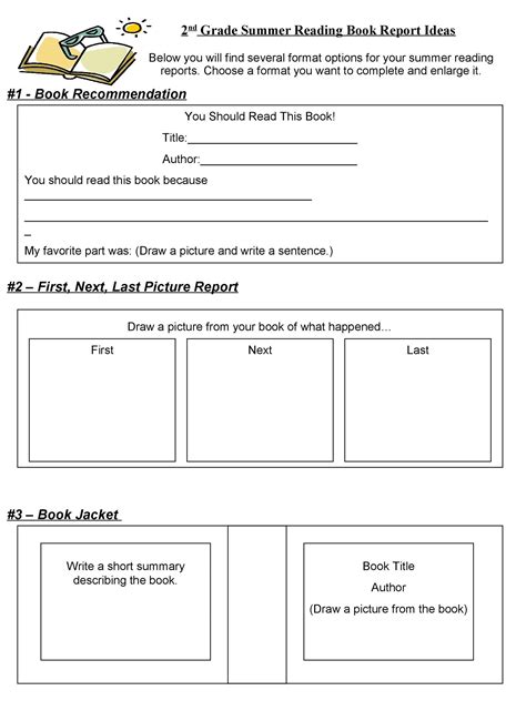 book report templates reading worksheets