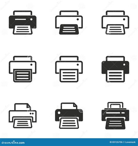 printer icon set stock vector illustration  press