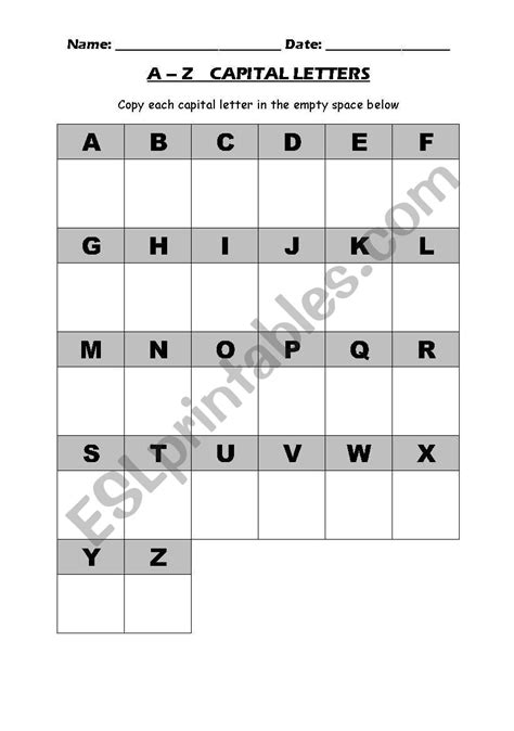 english worksheets   capital letters