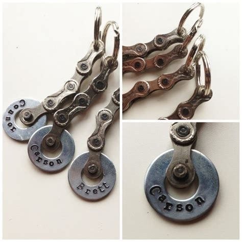 personalised metal washer chain link keychain  glitzygears