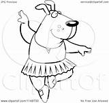 Ballerina Dog Cartoon Dancing Coloring Clipart Outlined Vector Thoman Cory Royalty sketch template