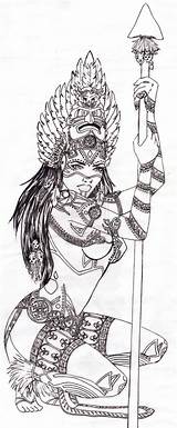 Aztec Coloring Pages Warrior Tattoo Drawing Gypsy Tattoos Drawings Girl Adults Azteca Arte Princess Guerriero Template Azteco Designs Aztecas Chicano sketch template