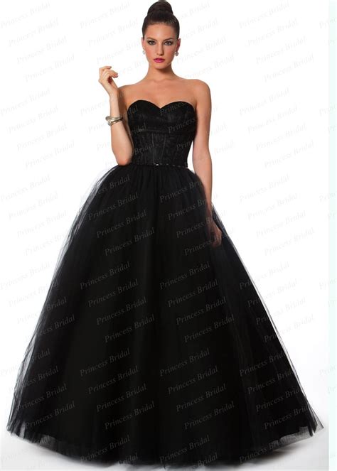 free shipping puffy sweetheart beaded floor length long black tulle