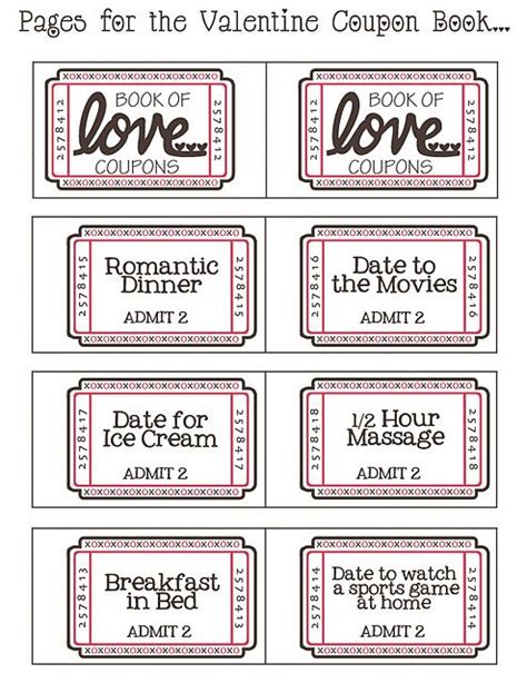 free download printable for a book of love tickets also a blank printable to make your