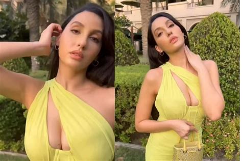 Nora Fatehi Flaunts Sculpted Hot Figure In Neon Dress With Deep