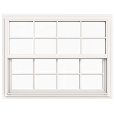 jeld wen        series white single hung vinyl window   lite colonial grids