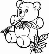 Teddy Coloring Pages Christmas Gift sketch template