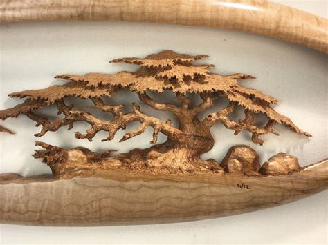 cypress tree wood carving wooden wall hanging gift home decor