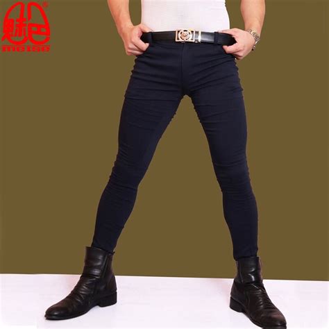 Sexy Men Fashion Jeans Elastic Pencil Pants Casual Soft