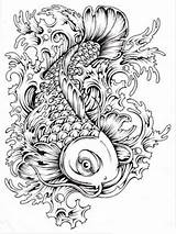 Coloring Pages Koi Fish Adult Printable Adults sketch template
