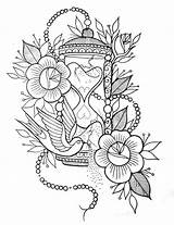 Coloring Flowers Hourglass Tatuaggio Tatuaggi Tatoo Tatuajes Stencils Idee Disegni Everfreecoloring Dibujos Stencil Colorear Tatuar Colorare Clessidra Coscia sketch template