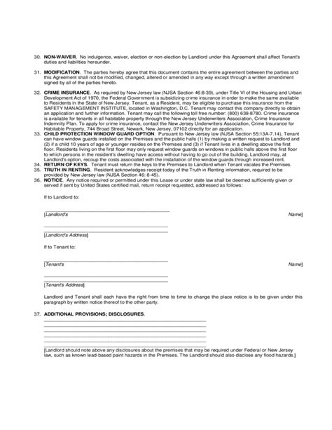 residential lease agreement  jersey