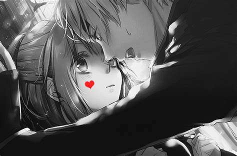 anime art black and white couple image 621889 on