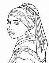 Earring Perla Ragazza Colorear Vermeer Disegno Turbante Orecchino Col Famosi Quadri Kleurplaten Johannes Meisje Kleurplaat Parel Supercoloring Cuadros Famosas Desenho sketch template