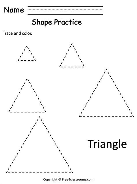 printable triangle trace worksheet