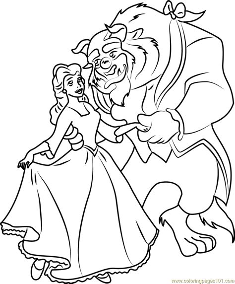 beauty   beast dancing coloring page  kids  beauty